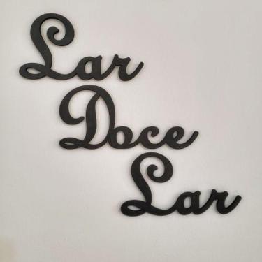 Imagem de Letreiro Parede ' Lar Doce Lar' Preto Mdf Texturizado 6mm. - By Hands
