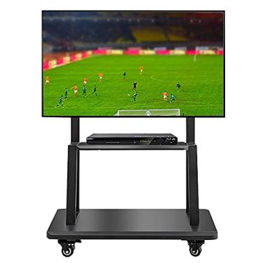 Imagem de Suporte de TV de altura ajustável para TV de 50 polegadas/TV de 55 polegadas TV de 60 polegadas/TV de 160 polegadas/TV de 70 polegadas, rolo de piso preto/carrinho de TV móvel com rodas, carrinho de