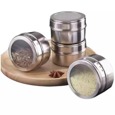 Imagem de Porta Temperos Condimentos Magnético Inox 3 Peças