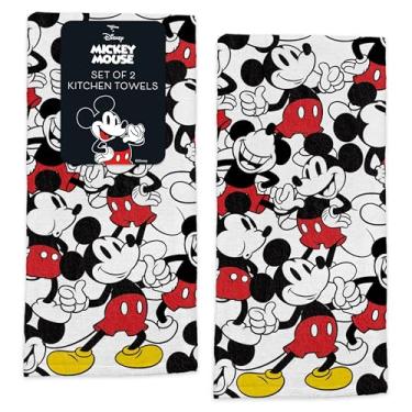 Imagem de Toalhas de cozinha Disney – Pacote com 2 toalhas de cozinha 100% algodão – 41 x 66 cm toalhas de prato macias e absorventes – Mickey, Minnie e Stitch Designs – Durável, lavável na máquina (Mickey