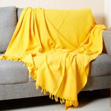 Imagem de Manta 3,00M x 1,80M Sofá King Grande Grossa Decoração Sala Protetora Decorativa Colcha Coberta(Amarela (3,00M x 1,80M))