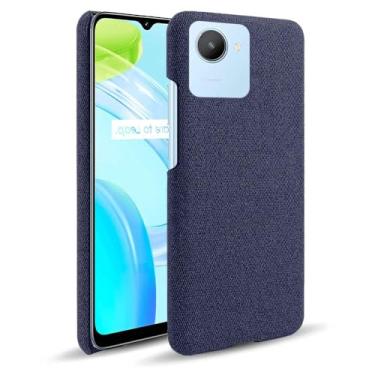 Imagem de Capa para OPPO Realme C30 4G,Capa desenhada em lona,Case Protetora Ultrafina com Empunhadura Macia,Design em Tecido Antichoque e Antiarranhões-Blue