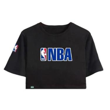 Imagem de Cropped Blusa Feminina Manga Curta Algodão Algodão Basquete NBA-Feminino
