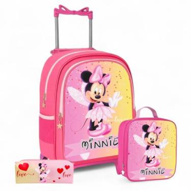 Imagem de Mochila Infantil Rodinha Kit Menina + Lancheira Térmica + Estojo Box -