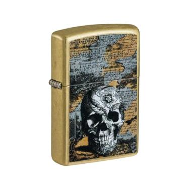 Imagem de Zippo Isqueiro de bolso de latão de rua com design de caveira floral