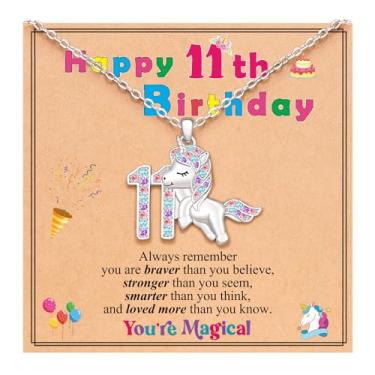 Imagem de UPROMI Presentes de aniversário para meninas de 1 a 10 anos, colar de unicórnio para meninas, Aço inoxidável, Zircônia cúbica