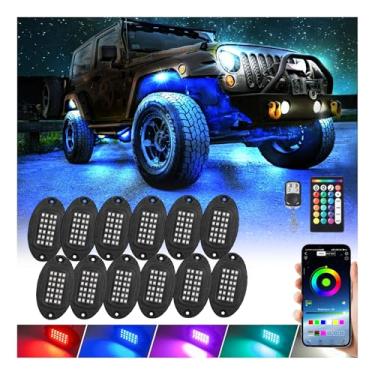 Imagem de 12 cápsulas de luzes LED de liga metálica RGB atualizadas para quadriciclo carrinho de golfe caminhão UTV SUV SXS essenciais para dirigir viagens à prova d'água à prova de choque durável kit de