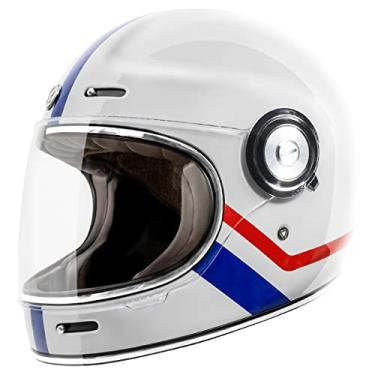 Imagem de Capacete de motocicleta TORC unissex para adultos T1 Retrô (Branco Brilhante, Médio)