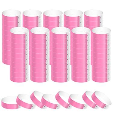 Imagem de 1000 pulseiras de papel para eventos, pulseiras de néon à prova d'água, pulseiras de festa de entrada, pulseiras de papel para eventos, festivais de música, concurso de concertos (rosa)
