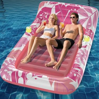 Imagem de CACSPS Espreguiçadeira inflável para piscina – Banheira bronzeadora 4 em 1, boia para banhos de sol, tapete flutuante para adultos, cama de água inflável, acessório para piscina (GG)