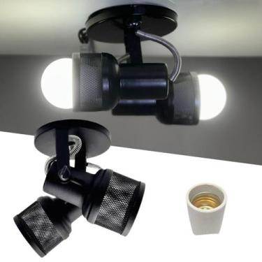 Imagem de Spot Duplo Sobrepor Luminária Em Alumínio Direcionável Bocal Comum E27