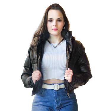Imagem de Jaqueta Puffer Feminina Couro Forrada Bobojaco Blusa de Frio - Klizz, 