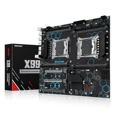 Imagem de MACHINIST Placa-mãe X99 Dual CPU LGA 2011-V3, para processador Intel Xeon E5 v3 v4 CPU, DDR4 Max suporta 256GB, Gigabit LAN, PCIe 3.0, NGFF/NVME M.2, SATA 3.0, USB 3.0, E-ATX Server PC Mainboard