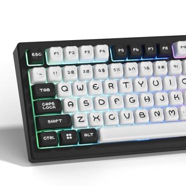 Imagem de Womier Teclas brancas PBT para teclado mecânico, teclas fofas de urso, 122 teclas personalizadas MOA para 60%, 65%, 75%, TKL, 100% Cherry Gateron MX Switches Teclado Mecânico - Branco