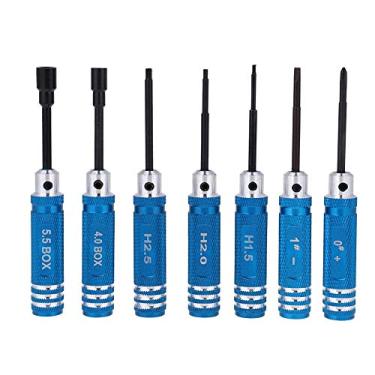 Imagem de 7PCS Ferramentas Kit de Parafuso Hexagonalmente Conjunto de Parafuso para Transmissor RC Helicóptero Plano de Avião Azul, Inclui Tecla Hexadecimal de 1,5 Mm, Tecla Hexadecimal