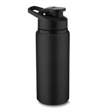 Imagem de Garrafa Infantil Escolar em Alumínio 650ml Bico com Tampa Vedada Diversas Cores (Preto)