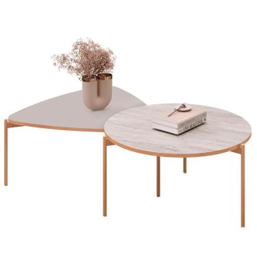 Imagem de Mesa De Centro Para Sala Pés Metálicos Zira E Nala D04 Bali-quartzo - Mpozenato