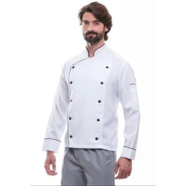 Imagem de Dolma Chef Masculino em Oxford Branco Torino - Gardenia Jalecos, M