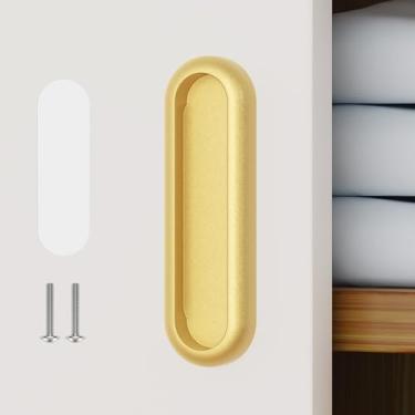 Imagem de YogePote Puxadores de gaveta autoadesivos de 10 cm, puxadores de porta de liga de alumínio autoadesivos para portas de celeiro/chuveiro de vidro/varanda, armários de cozinha, guarda-roupas, janelas