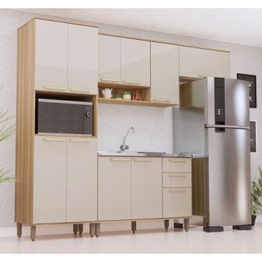 Imagem de Cozinha Modulada Compacta 4 Peças Sem Tampo Isis Luciane Móv Avelã-moc