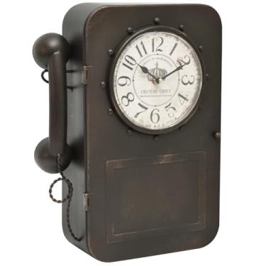 Imagem de EMAX HOME Relógio de parede antigo relógio vintage com compartimento de armazenamento oculto, relógio de parede pequeno marrom preto, relógio vintage grande estilo retrô