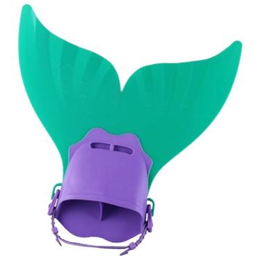 Imagem de kowaku Mermaid Swim Nadadeiras de Snorkel Ajustáveis ​​Nadadeiras de Natação Equipamento de Vestido para Crianças Iniciantes Mergulho com Snorkel, Verde