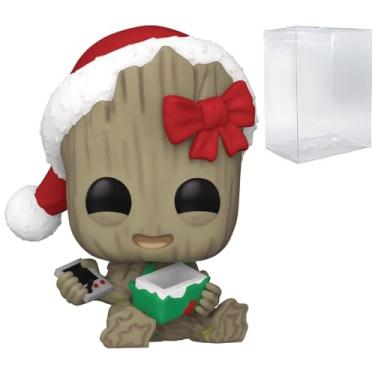 Imagem de POP Marvel: Holiday - Groot Funko Vinyl Figure (Bundled with Compatible Box Protector Case), Multicolored, 3.75 inches