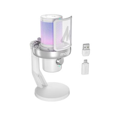 Imagem de Microfone Wireless Gamer Maono Dm40 Pro Com Ai Rgb Branco