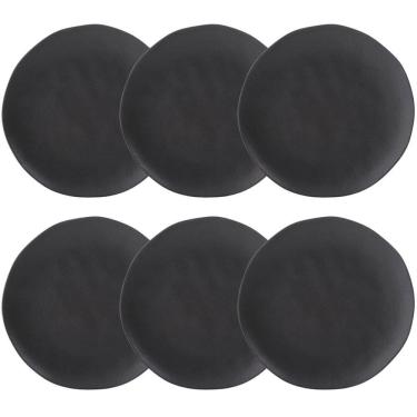 Imagem de Conjunto 6 Pratos Rasos Cerâmica Orgânico Preto Matte 26,5cm Porto Brasil Mesa Posta Ja...