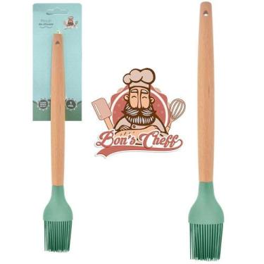 Imagem de Pincel Culinario Silicone Verde Cabo Madeira Bon Chef 27X3,5 - Bons Ch