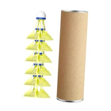 Imagem de Vaveren Petecas de badminton resistentes ao vento com cabeça de espuma portátil para treinamento de iniciantes, acessórios leves de 6,5 x 6,5 cm, Amarelo 6 Peças