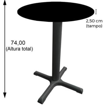 Imagem de Mesa Ômega Ferro Branco 74 cm (Alt) Base em X Tampo MDP Redondo Grafit