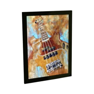 Imagem de Quadro Decorativo Guitarra Ilustração Marrom Azul Decoração Poster Quarto Sala