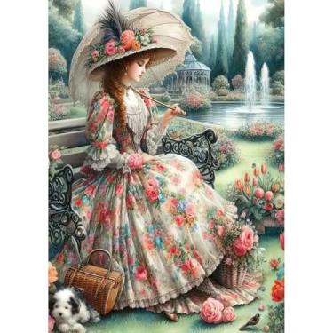 Imagem de Auremi Kits de pintura artística Lady Diamond para adultos 5D Lady Diamond Art Kit para iniciantes, pintura DIY com brocas redondas completas animais diamantes pinturas arte de pedras animais para