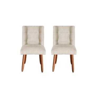 Imagem de Kit 2 Cadeiras Sala de Jantar Cozinha Estofada Paris Suede Bege - Twde