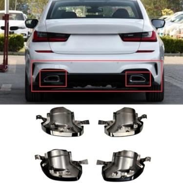 Imagem de Garganta traseira do carro compatível com 3 séries G20 G28 a M340i 23+ kit de corpo silenciador de aço inoxidável para garganta traseira acessórios para carro (prata)