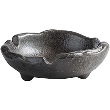Imagem de Cinzeiro de cerâmica japonês pequeno para cigarro com 3 compartimentos de suporte, para sala de estar, cozinha, diâmetro de 11 cm