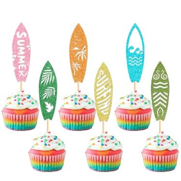 Imagem de 24Pcs Surfboard Cupcake Toppers Swimming Pool Birthday Party Decorations Picks Surfboard Mini Accents for Swimming Pool Summer Beach Party Baby Shower Party Supplies