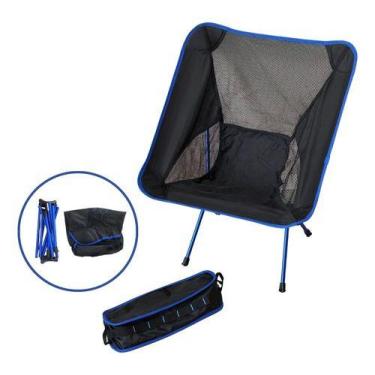Imagem de Cadeira Dobrável Preta Com Bolsa De Transporte Para Camping - Importwa