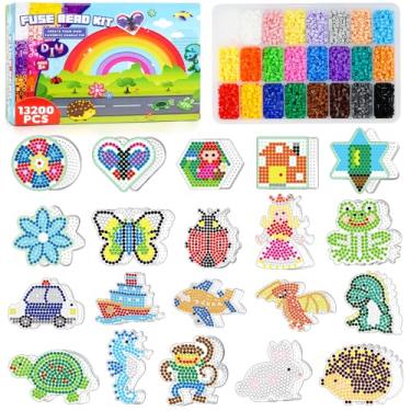 Imagem de FUNZBO Kit de contas fusíveis 13200 de 5 mm – Conjunto de contas de fusível com 20 peças de pegadores de formato especial, materiais de artesanato e artes escolares para crianças, presentes para