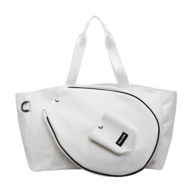 Imagem de Deevoka Bolsa de tênis, bolsa de academia portátil, multifuncional, prática, grande capacidade, resistente ao desgaste, à prova d'água, profissional para, Branco