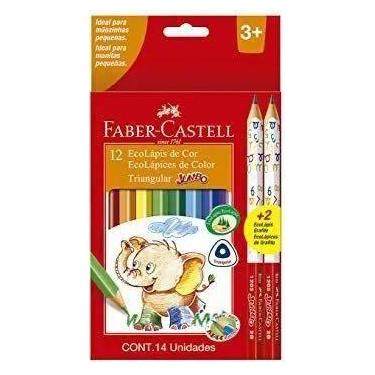 Imagem de Lapis de cor jumbo longo 12 cores triangular +2 grafite - c/12 - faber