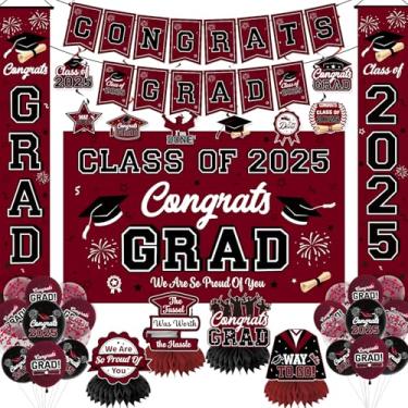 Imagem de M AMFEOV Decorações De Formatura Classe 2025 Conjunto Decoração Para Festa Marrom Inclui Faixa Parabéns E Balões Fundo