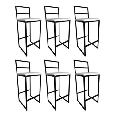 Imagem de Kit 6 Banqueta Alta para cozinha balcão área de lazer e externa Madri 