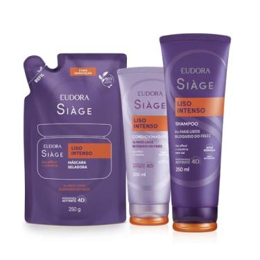 Imagem de Combo Siàge Liso Intenso Rotina: Shampoo 250ml + Refil Máscara Capilar 250g + Condicionador 200ml