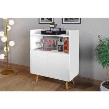 Imagem de Buffet Aparador Retrô Suiça com 2 Portas Pés Palito Branco