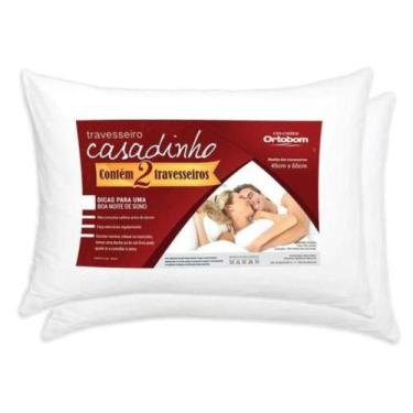 Imagem de Conjunto 2 Travesseiros Ortobom Casadinho 100% Poliéster Fibra Silicon