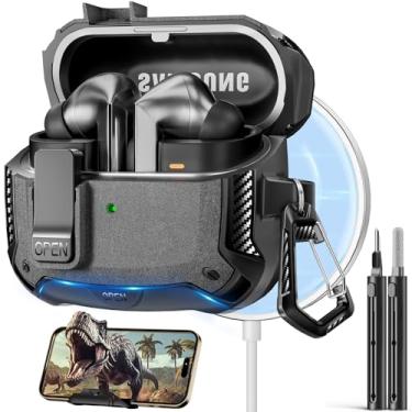 Imagem de Polislime Capa compatível com Samsung Galaxy Buds3 FE (2025)/Buds3 Pro (2024)/Buds 3 (2024) com suporte de telefone, compatível com MagSafe, com design de clipe de bloqueio seguro e kit de limpeza