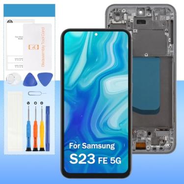 Imagem de Substituição de tela para Samsung Galaxy S23 FE SM-S711U SM-S711B SM-S711W SM-S7110 SM-S711N 16.3 cm LCD Display Touch Digitalizador Assembléia com moldura preta (interna, não impressão digital)