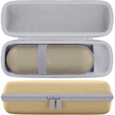 Imagem de co2CREA Capa protetora rígida para alto-falante Bluetooth sem fio Beats Pill 2024 com alça de ombro, bolsa de viagem portátil de substituição (capa dourada champanhe)